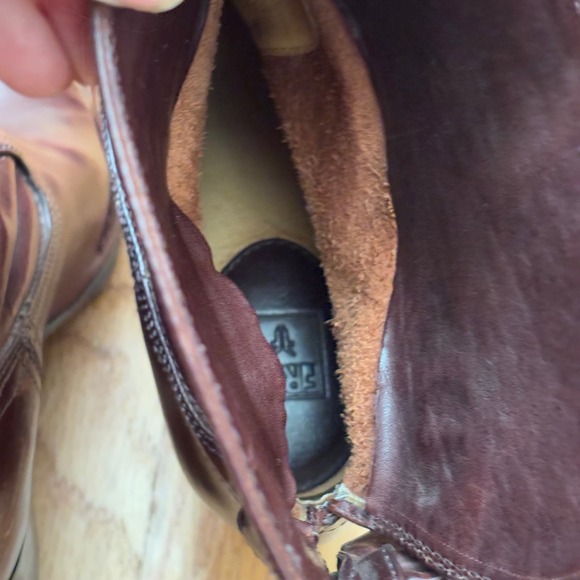 Frye‎ Women's Leather Ankle Boots Booties Block Heel Size 9M Brown - Picture 5 of 12